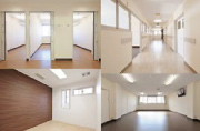 2012年3月に全面リフォームした精神科救急病棟。大部屋を個室に変換し（左上）、廊下（右上）、保護室（左下）、デイルーム（右下）も明るく開放的に